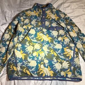Eddie Bauer Floral Zip Up Sweater - Blue, Yellow, Green